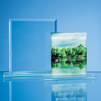 Bespoke 12cm Jade Glass Bevelled Edge Rectangle Award