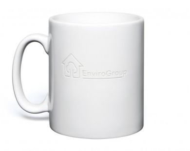 Promotional White Etched Durham Ceramic Mug