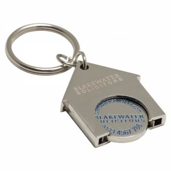 Branded House Shaped Trolley Coin Keyring