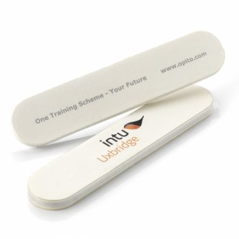 Promotional White Foam Backed Emery Board / Nail File, 10cm