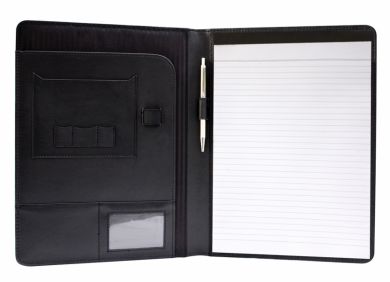 Promotional Black Sandringham Leather A4 Conference Folder