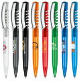 Printed New Spring Clear Ball Pen with Metal Clip 