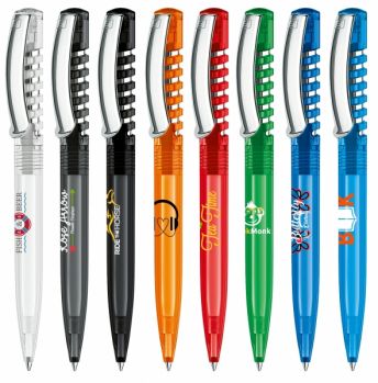 Printed New Spring Clear Ball Pen with Metal Clip 