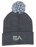 Branded Acrylic Roll Up Beanie With Pom Pom