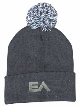 Branded Acrylic Roll Up Beanie With Pom Pom