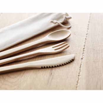 Promotional Bamboo Re-Usable Cutlery Set