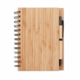 Promo Bamboo Cover Notebook with recycled paper and pen