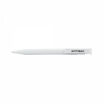 Promotional Calico Anti-Bac Ballpen - Solid Colour - White