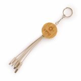 Promotional Round Bamboo & Wheat Straw Phone Charger Keyring