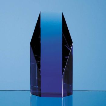 12.5cm Sapphire Blue Optical Crystal Hexagon Award