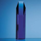25.5cm Sapphire Blue Optical Crystal Hexagon Award