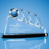 32cm Optical Crystal Slope Teamwork Award Mounted on an Onyx Bla