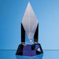 19cm Clear Optical Crystal Diamond Mounted on a Cobalt Blue Base