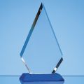 20.5cm Optical Crystal Facet Diamond Award on a Sapphire Blue Ba