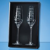 2 Diamante Champagne Flutes with Modena Spiral Cutting in an att