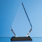 18cm Optical Crystal Facet Diamond Award on an Onyx Back Base