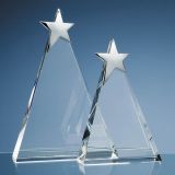 20cm Optical Crystal Triangle Award with Silver Star