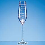 Single Pink Diamante Champagne Flute with Spiral Design Cutting