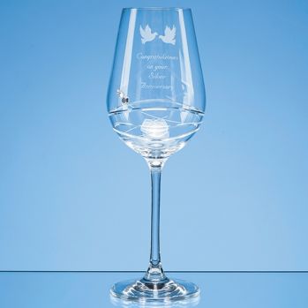 Single Diamante Wine Glass with Modena Spiral Cutting