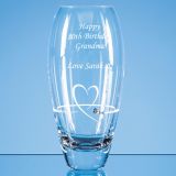 18cm Diamante Petit Vase with Heart Design in an attractive Gift