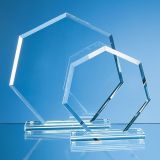 16cm x 17cm x 1cm Jade Glass Bevelled Edge Heptagon Award