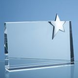 20cm Optical Crystal Horizontal Rectangle with Silver Star