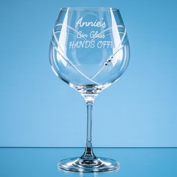 610ml 'Just For You' Diamante Gin Glass with Heart Shape