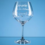 610ml 'Just For You' Diamante Gin Glass with Spiral Desi