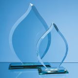 16cm x 11cm x 12mm Jade Glass Flame Award