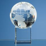 10cm Optical Crystal Globe on a Clear Crystal Base