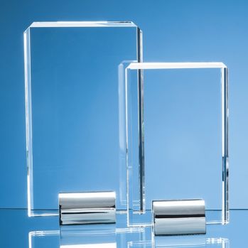 20cm Optical Crystal Rectangle mounted on a Chrome Stand