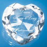 8cm Optical Crystal Clear Facet Heart Paperweight