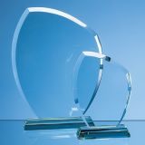 24cm x 19.5cm x 12mm Jade Glass Autumn Leaf Award