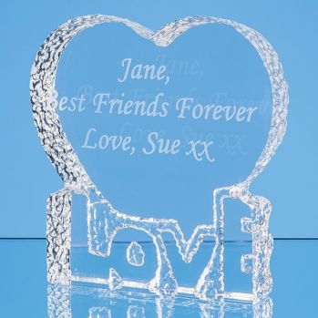 10cm Optical Crystal 'Love' Heart Paperweight