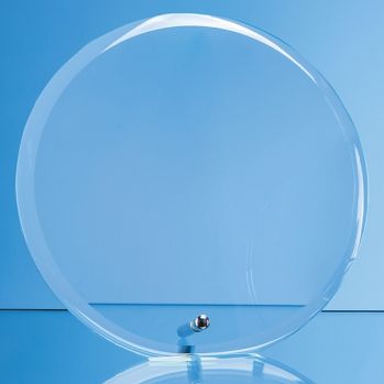 10cm x 1cm Jade Glass Bevel Edged Circle with Chrome Pin