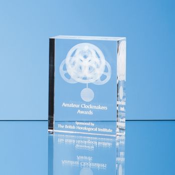 20cm x 11cm Optical Crystal Rectangle Award, H or V