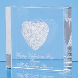 7.5cm White Diamante Heart Paperweight