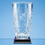 25cm Lead Crystal Panelled Barrel Vase