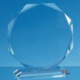 11.5cm x 11.5cm x 15mm Clear Glass Facetted Octagon Award