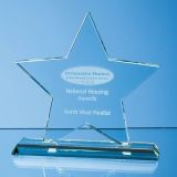 10.5cm x 10.5cm x 12mm Mounted Jade Glass Star Award