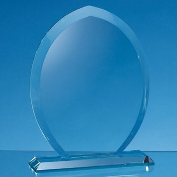 20cm x 16cm x 15mm Jade Glass Tear Drop Award