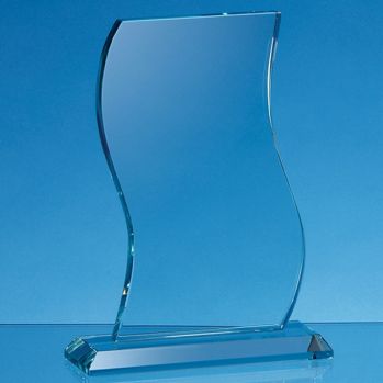 18cm x 11.5cm x 15mm Jade Glass Wave Award