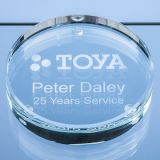 9cm x 18mm Clear Glass Round Paperweight