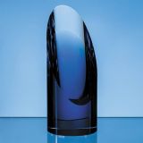 18.5cm Clear & Sapphire Blue Optical Crystal Cylinder Award