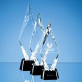 28.5cm Optical Crystal Facet Mounted Peak Award with Onyx Black 