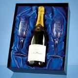 Double Champagne Flute Gift Set with a 75cl Bottle of Brut House