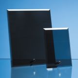 15cm x 10cm x 5mm Smoked Black Glass Rectangle with Chrome Pin