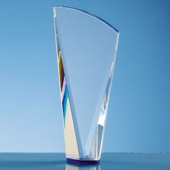 21cm Clear Optical Crystal Facet Shard Award with a Sapphire Blu