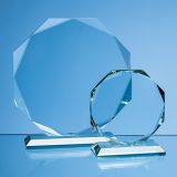 11.5cm x 11.5cm x 15mm Jade Glass Facetted Octagon Award