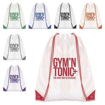 Branded White Coloured Trim Pegasus Drawstring Bag